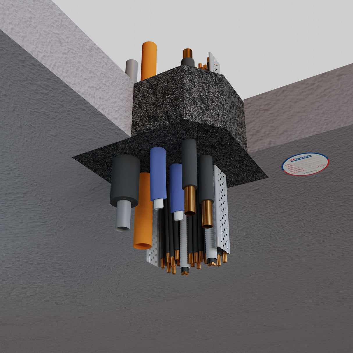 Schiuma Poliuretanica Af Graphit Foam su Attraversamento Multiplo a Solaio
