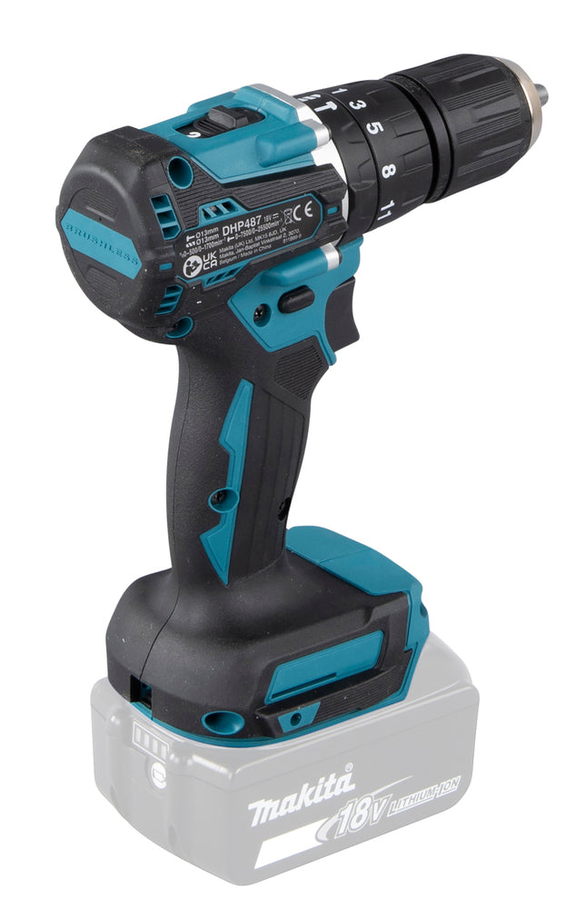 Avvitatore girgio scuro e teal lato destro visibile regolazione velocità