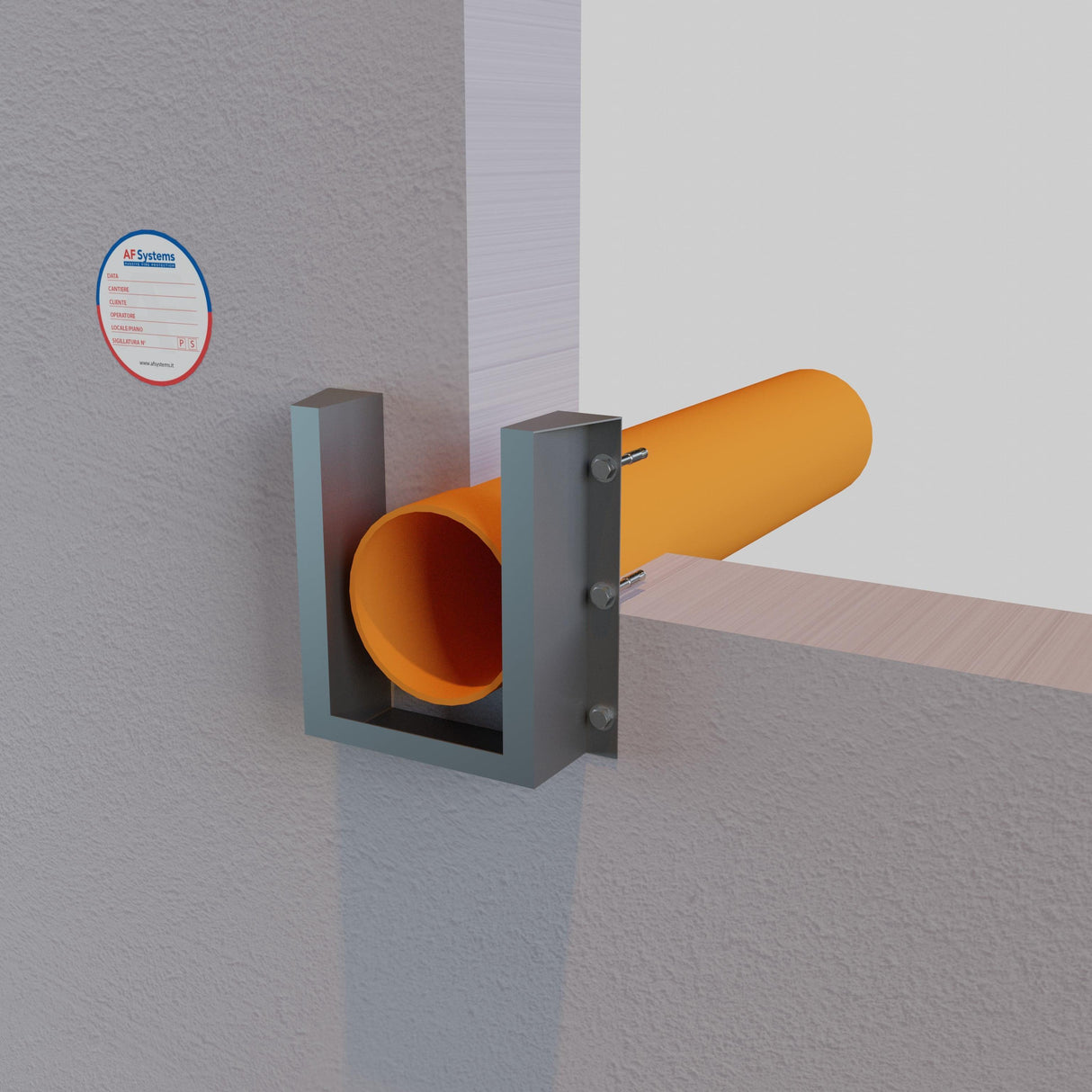 Collare Antifuoco AF Collar C su  tubo PVC Dritto a Parete Rigida