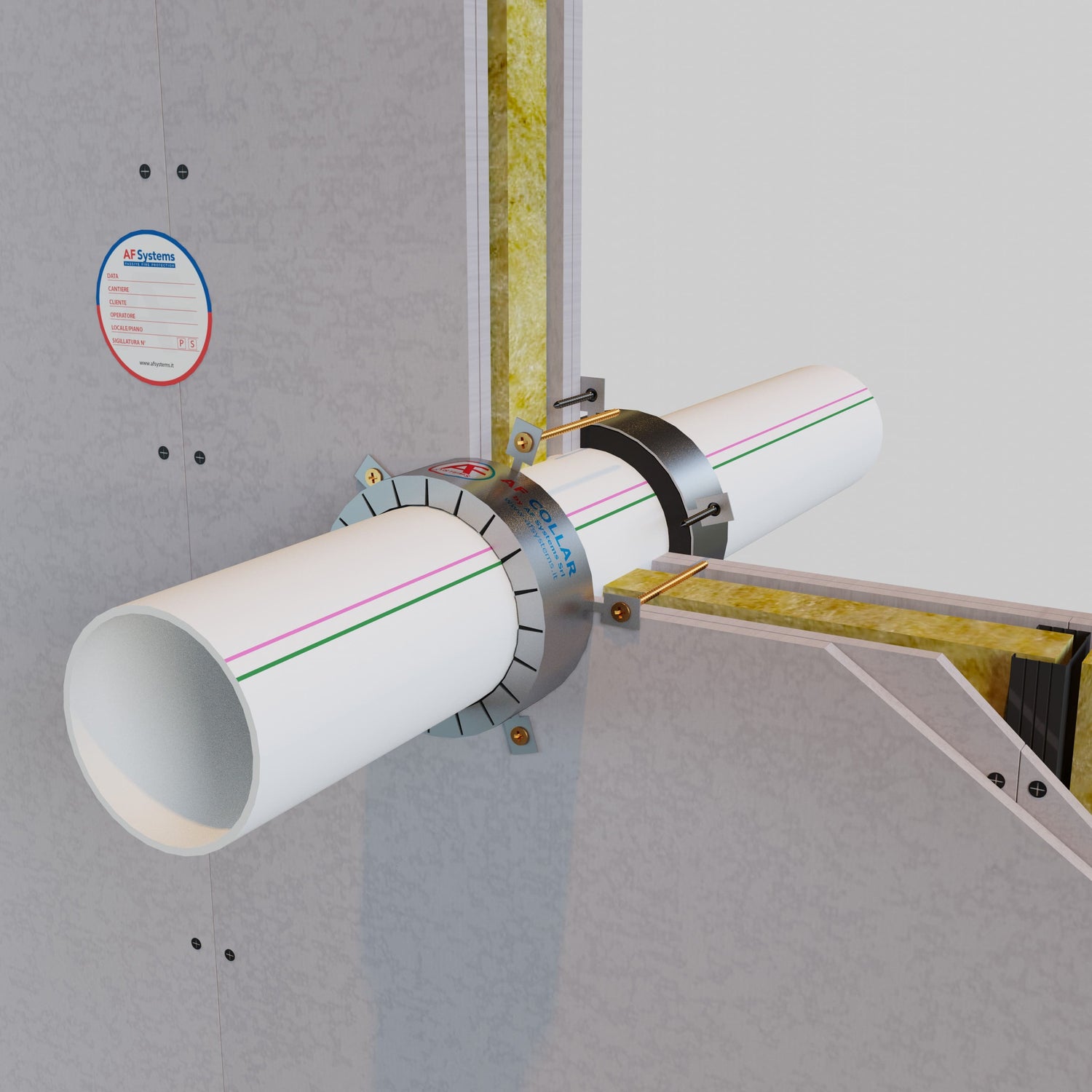 Collare Antifuoco Af collar Attraversamento Acustico a Parete Flessibile