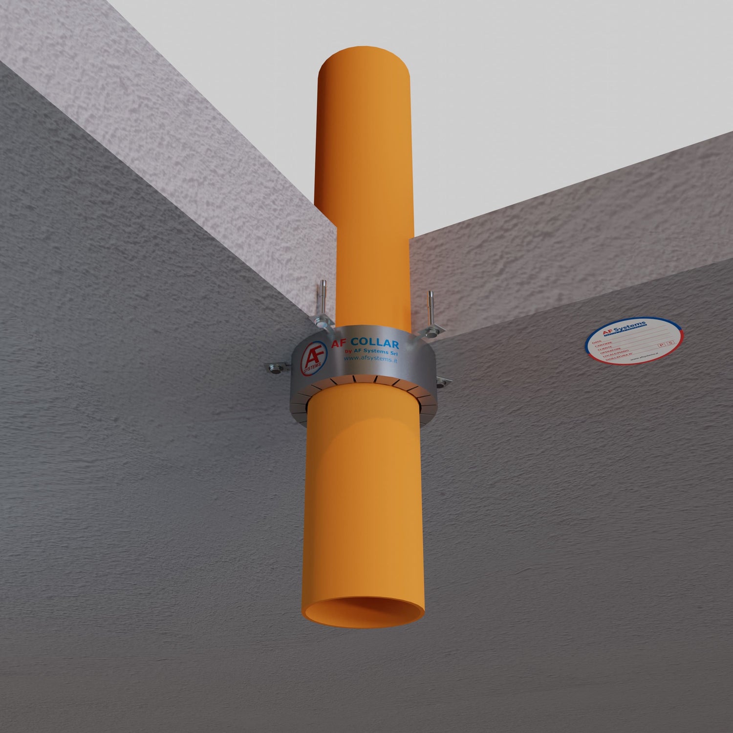 Collare Antifuoco Af collar su tubo PVC a Solaio