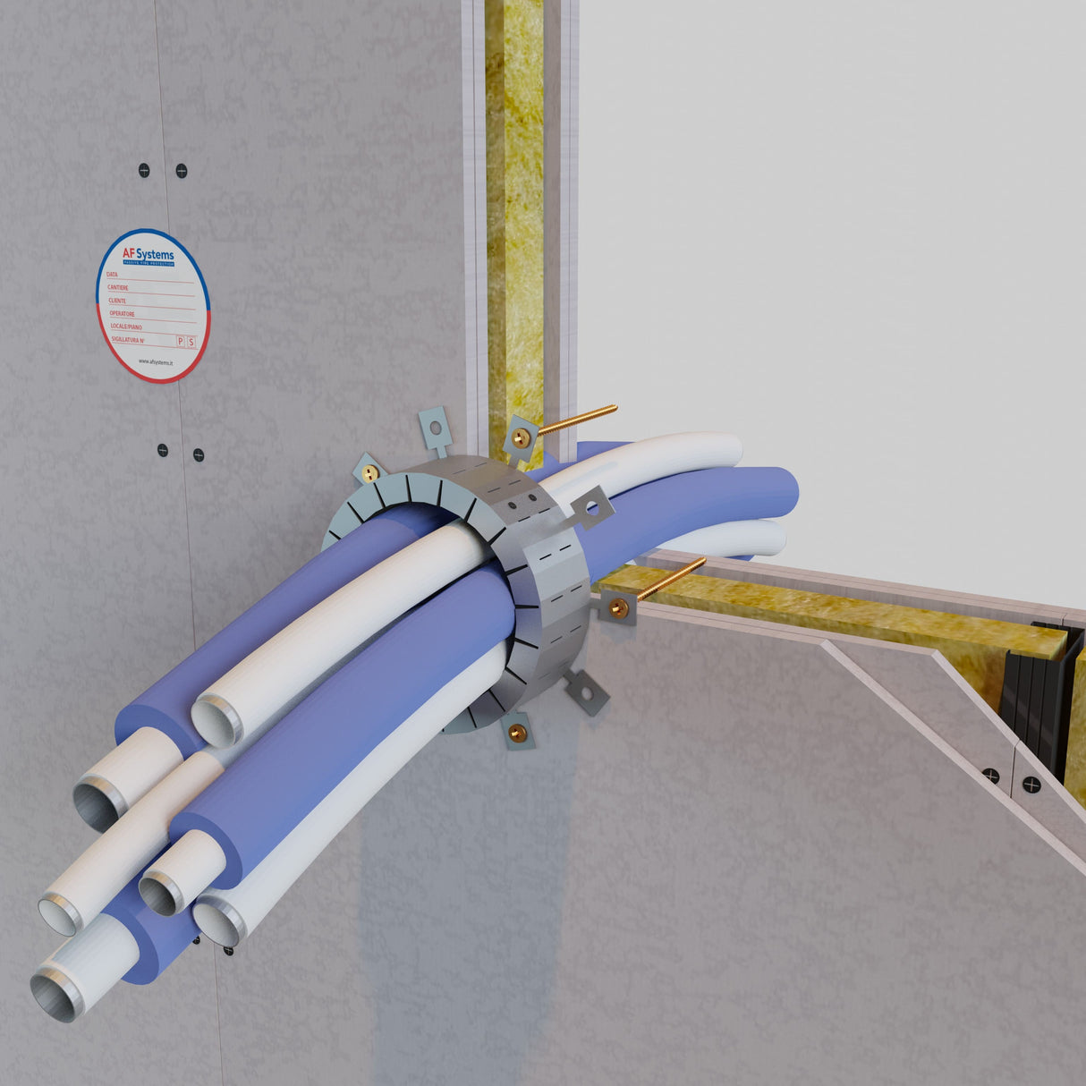 Collare Antifuoco in Rotolo AF Multicollar intorno a Fascio multistrato a Parete Flessibile