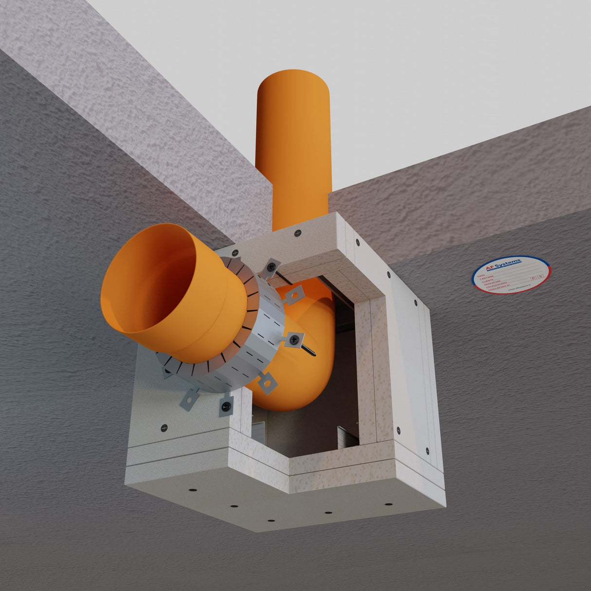 Collare Antifuoco in Rotolo AF Multicollar intorno a tubo PVC in cassonetto a Solaio