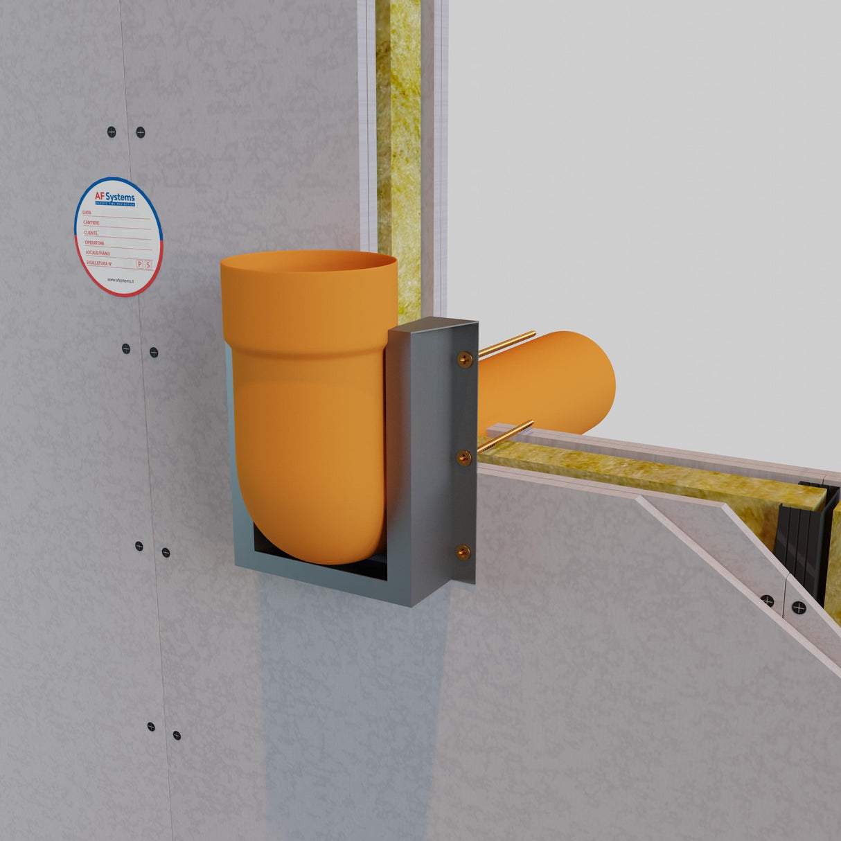 Collare Antincendio AF Collar C su tubo PVC curvo a Parete Flessibile