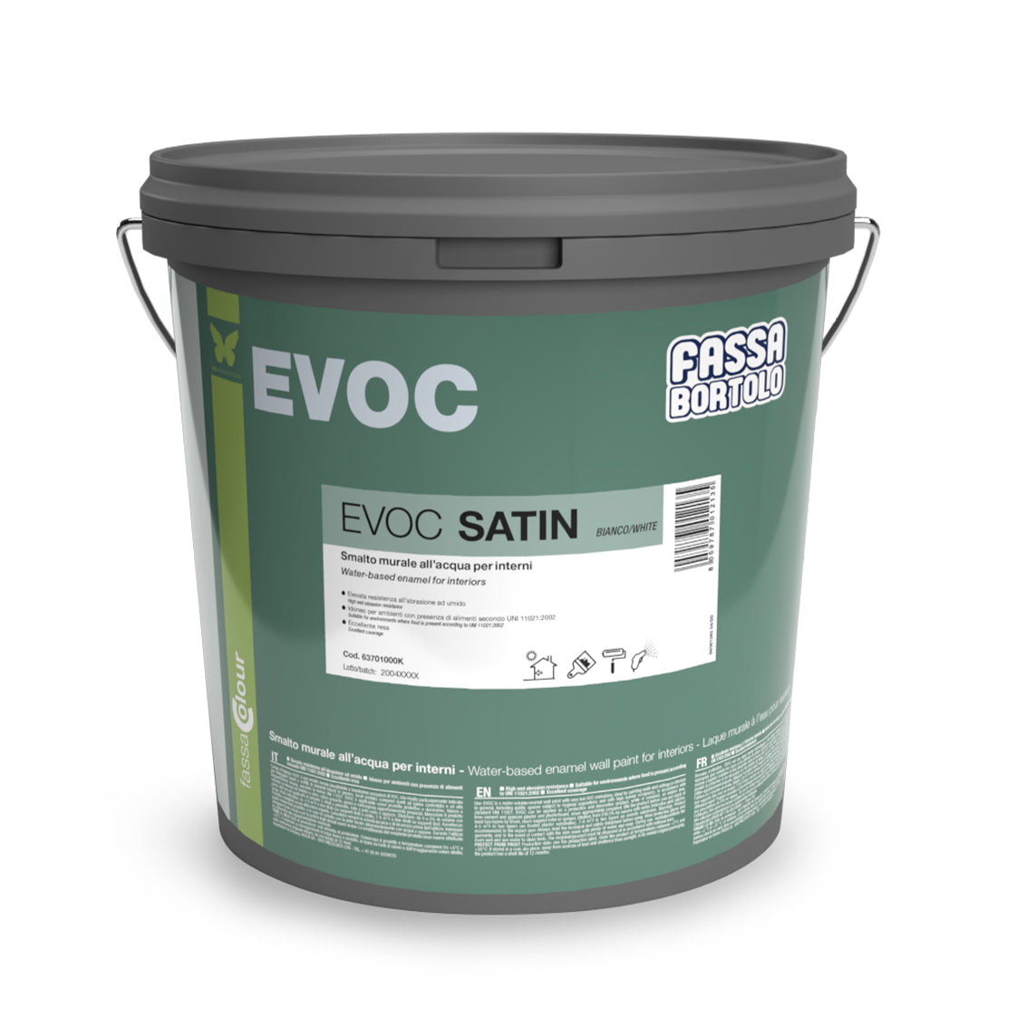 Barattolo di smalto murale all'acqua per interni Evoc Satin