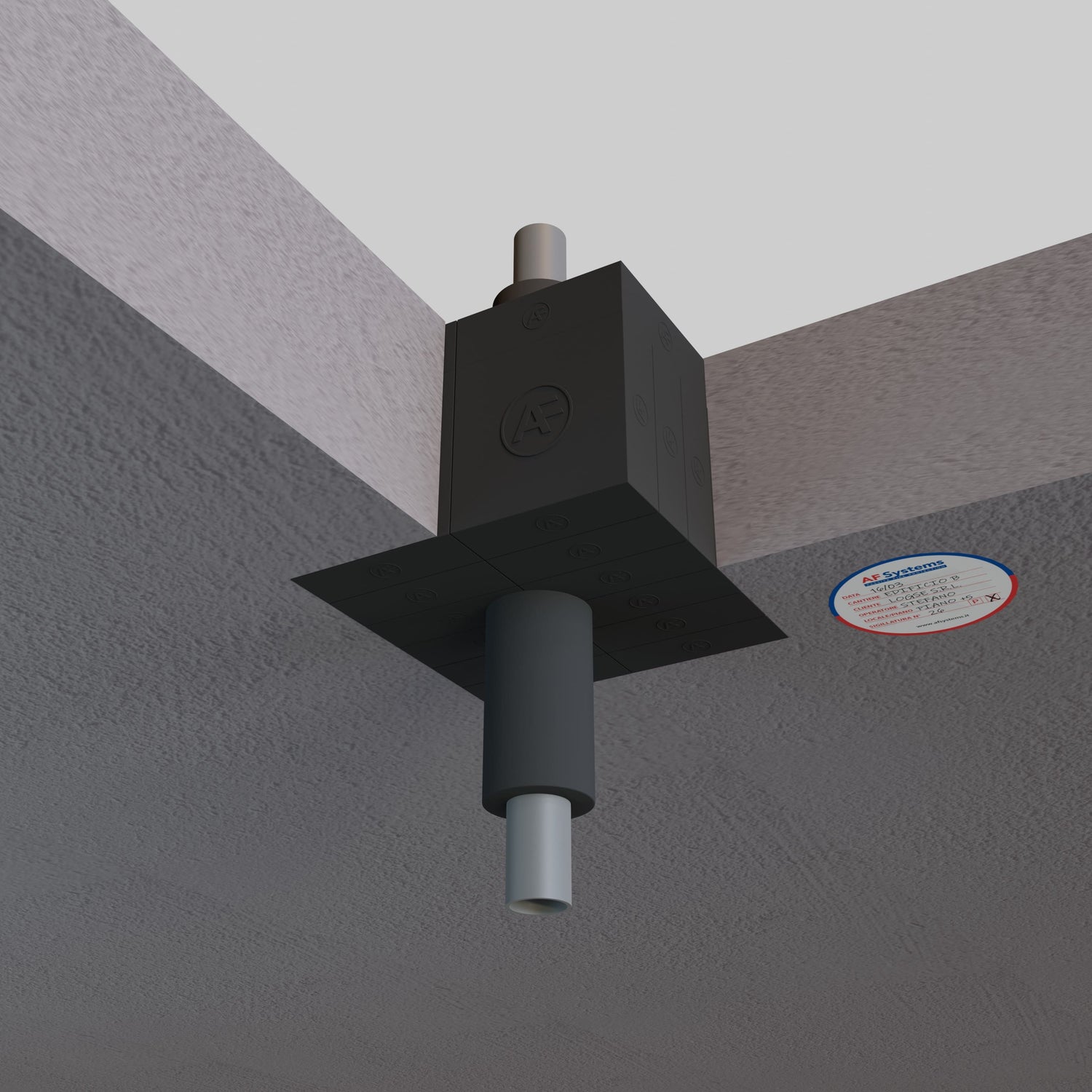 Mattoncini-Antifuoco-AF-Brick-per-tubo-Metallico-Coibentato-su-Solaio