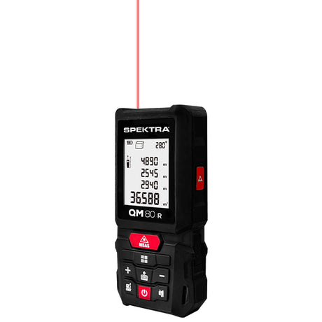 Misuratore laser fatto a telecomandino con raggio laser rosso