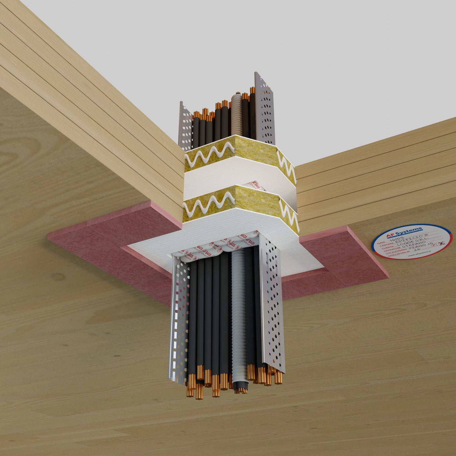 Sacchetto antifuoco Afbags su Passerella ad Asola e Panel su solaio