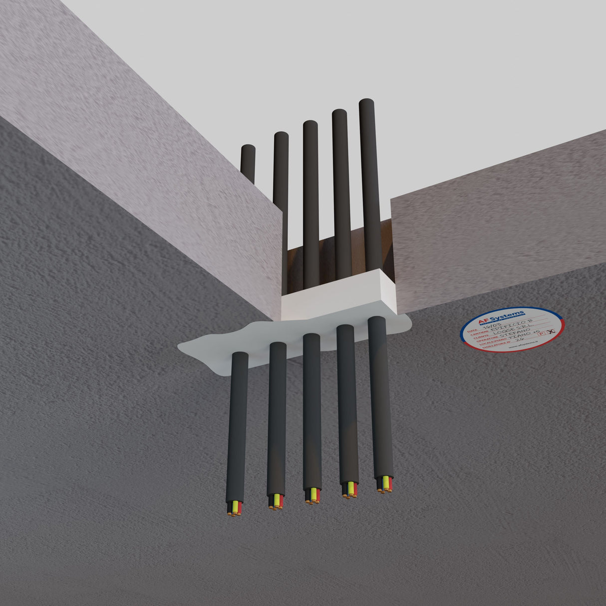 Sigillante Acrilico Antifuoco intorno a Cavi Elettrici su Solaio