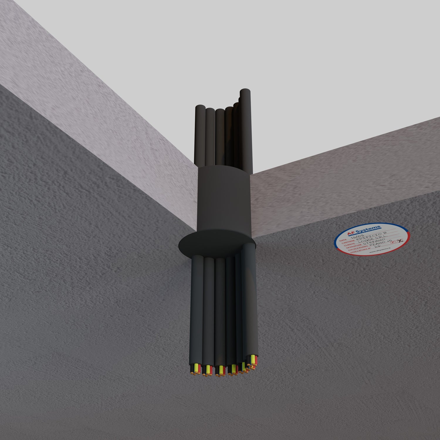 Tappo antifuoco AF Plug intorno a Cavi su Solaio