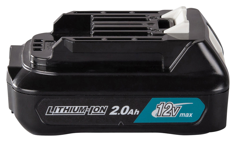 batteria nera 12 V vista di lato