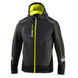 giacca softshell anti vento e impermeabile grigio scuro e giallo fluo