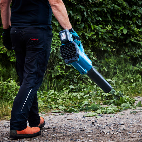 uomo che tiene in mano il soffiatore