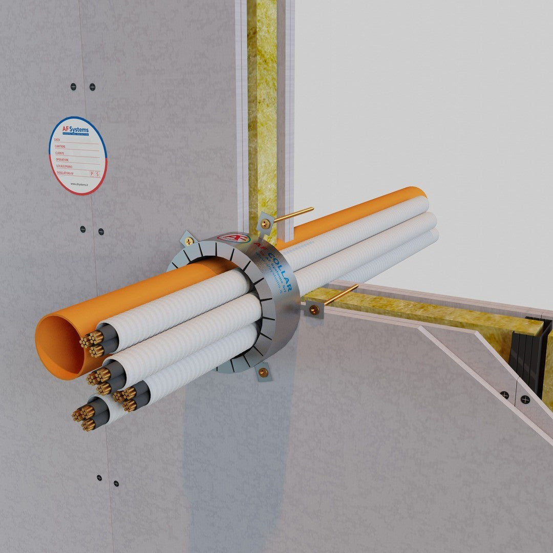 Collare Antifuoco Af collar su Fascio Corrugati in PVC a Parete Flessibile