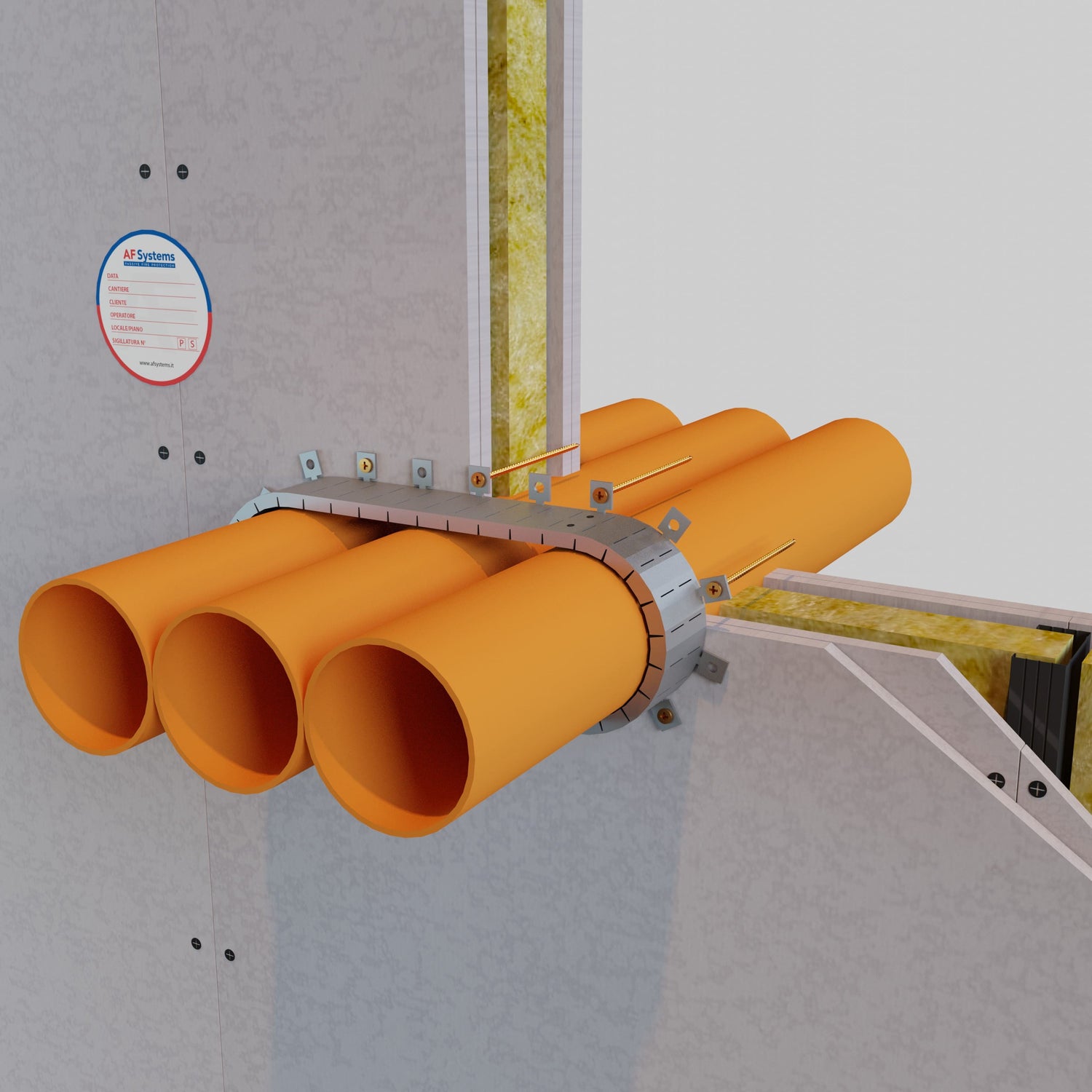 Collare Antifuoco in Rotolo AF Multicollar intorno a batteria PVC a Parete Flessibile