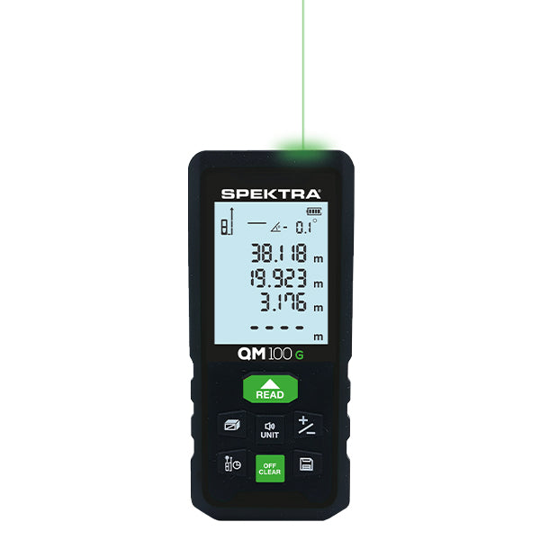 Telecomando nero con display grande e illuminato e tasti sottostanti con raggio laser verde