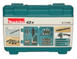 Valigetta color teal con etichetta che mostra il contenuto 