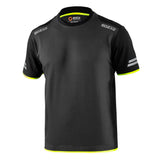 t-shirt tecnica nera e gialla fronte