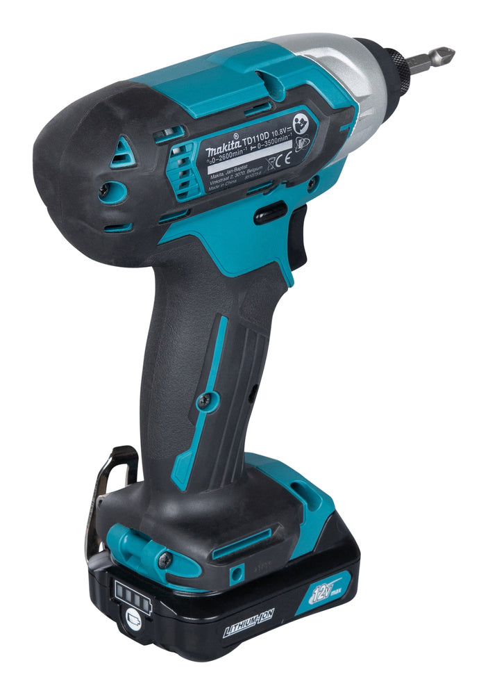 avvitatore nero e teal visto da dietro con codici di serie 