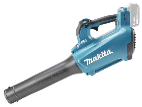 soffiatore tubo nero e corpo macchina teal con logo makita e manico superiore