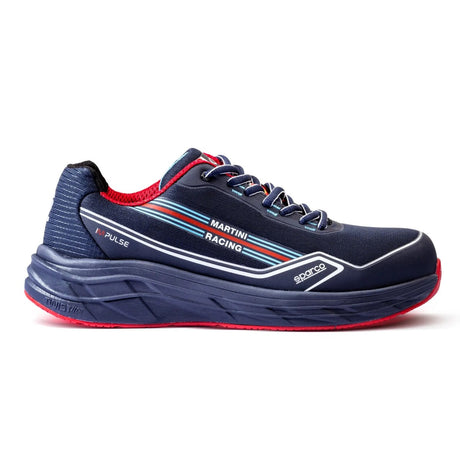 Scarpe antinfortunistiche blu con dettagli bianchi e rossi 